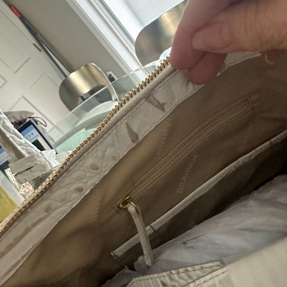 Brahmin White leather/wicker handbag - New/Tags - Picture 4 of 7